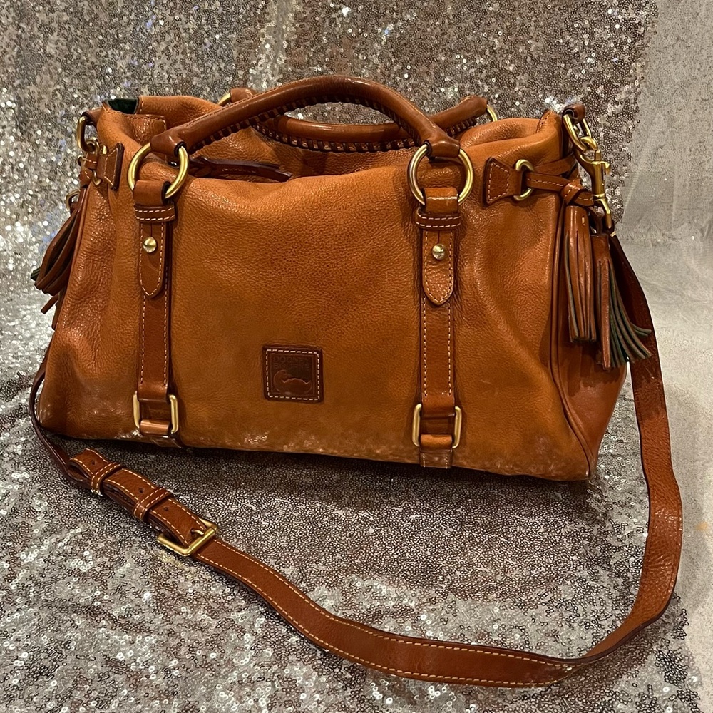 Dooney & Bourke Cognac Pebbled Leather Satchel